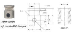 Extruder Zahnrad MK8 1.75/3.0mm Universal