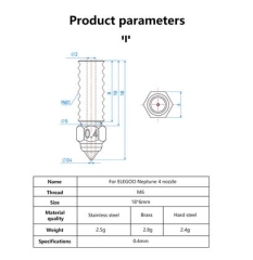 Elegoo Neptune 4/Pro beschichtete Kupfer Düse